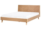 Wooden Bed Light Oak MDF Oak Veneer EU King Size 5ft3 Classic Bed Frame Beliani
