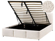 Ottoman Bed Off White Boucle Upholstery EU Double Size 4ft6 Tufted Headboard Storage Function Beliani