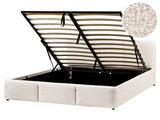 Ottoman Bed Off White Boucle Upholstery EU King Size 5ft3 Tufted Headboard Storage Function Beliani