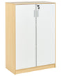 Storage Cabinet Light Brown White Particle Board Locker with 3 Shelves 2 Door Home Office Modern Beliani