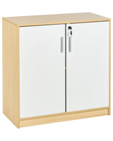 Storage Cabinet Light Brown White Particle Board Locker with 2 Shelves 2 Door Home Office Modern Beliani