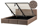 Ottoman Bed Taupe Boucle Upholstery EU King Size 5ft3 Tufted Headboard Storage Function Beliani