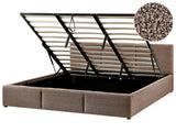 Ottoman Bed Taupe Boucle Upholstery EU Super King Size 6ft Tufted Headboard Storage Function Beliani