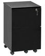 Office Storage Unit Black Engineered Wood with Castors 2 Drawers Key-Locked Industrial Modern Design Beliani
