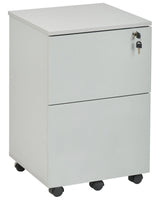 Office Storage Unit Light Grey Engineered Wood with Castors 2 Drawers Key-Locked Industrial Modern Design Beliani