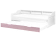 Trundle Bed White and Pink Pine Frame EU Single Size 3ft Slatted Frame Extra Slide Out Frame Beliani