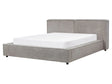 EU King Size Waterbed Grey Fabric Upholstery 5ft3 with Thick Padded Headboard Footboard Beliani