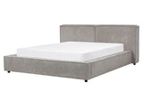 EU King Size Waterbed Grey Fabric Upholstery 5ft3 with Thick Padded Headboard Footboard Beliani