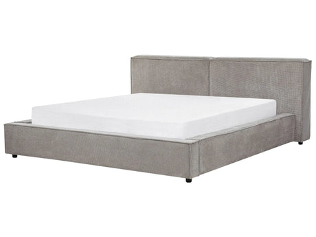 EU Super King Size Waterbed Grey Fabric Upholstery 6ft with Thick Padded Headboard Footboard Beliani