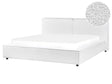 EU King Size Waterbed White Boucle Upholstery 5ft3 with Thick Padded Headboard Footboard Beliani