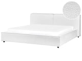 EU Super King Size Waterbed White Boucle Upholstery 6ft with Thick Padded Headboard Footboard Beliani