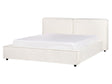 EU King Size Waterbed Off-White Fabric Upholstery 5ft3 Slatted Base with Thick Padded Headboard Footboard Beliani
