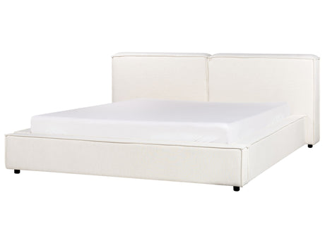 EU Super King Size Waterbed Off-White Fabric Upholstery 6ft Slatted Base with Thick Padded Headboard Footboard Beliani