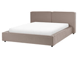 EU King Size Waterbed Light Brown Fabric Upholstery 5ft3 Slatted Base with Thick Padded Headboard Footboard Beliani