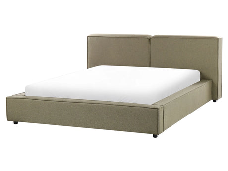 EU King Size Waterbed Green Fabric Upholstery 5ft3 Slatted Base with Thick Padded Headboard Footboard Beliani