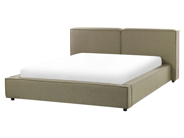 EU King Size Waterbed Green Fabric Upholstery 5ft3 Slatted Base with Thick Padded Headboard Footboard Beliani