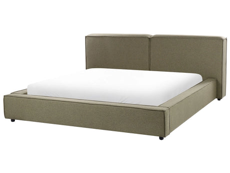EU Super King Size Waterbed Green Fabric Upholstery 6ft Slatted Base with Thick Padded Headboard Footboard Beliani