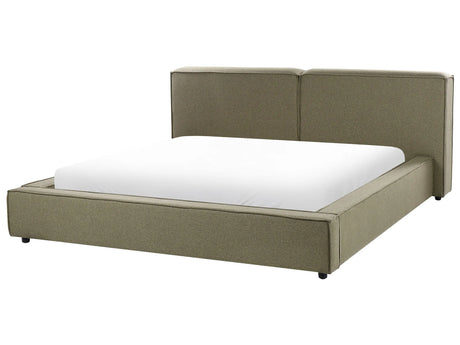 EU Super King Size Waterbed Green Fabric Upholstery 6ft Slatted Base with Thick Padded Headboard Footboard Beliani
