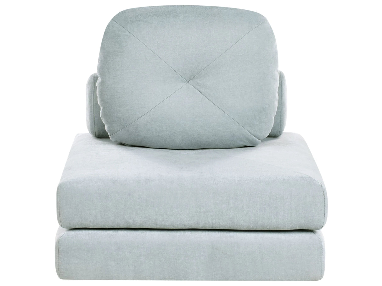 Sofa Pouffe Bed Light Blue Fabric Upholstery Single Sleeper Fold Out Chair Bed with Cushion Modern Design Beliani