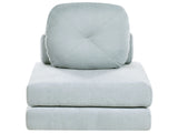 Sofa Pouffe Bed Light Blue Fabric Upholstery Single Sleeper Fold Out Chair Bed with Cushion Modern Design Beliani