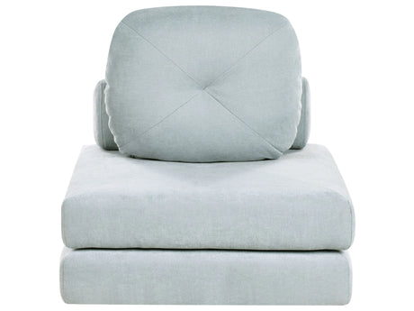 Sofa Pouffe Bed Light Blue Fabric Upholstery Single Sleeper Fold Out Chair Bed with Cushion Modern Design Beliani
