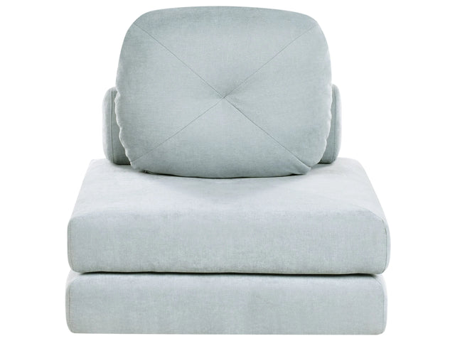 Sofa Pouffe Bed Light Blue Fabric Upholstery Single Sleeper Fold Out Chair Bed with Cushion Modern Design Beliani