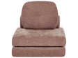 Sofa Pouffe Bed Brown Fabric Upholstery Single Sleeper Fold Out Chair Bed with Cushion Modern Design Beliani