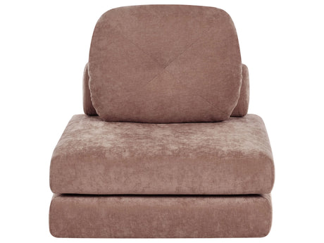 Sofa Pouffe Bed Brown Fabric Upholstery Single Sleeper Fold Out Chair Bed with Cushion Modern Design Beliani