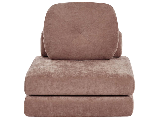 Sofa Pouffe Bed Brown Fabric Upholstery Single Sleeper Fold Out Chair Bed with Cushion Modern Design Beliani