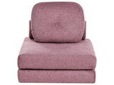 Sofa Pouffe Bed Pink Fabric Upholstery Single Sleeper Fold Out Chair Bed with Cushion Modern Design Beliani