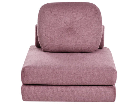 Sofa Pouffe Bed Pink Fabric Upholstery Single Sleeper Fold Out Chair Bed with Cushion Modern Design Beliani