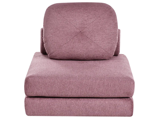 Sofa Pouffe Bed Pink Fabric Upholstery Single Sleeper Fold Out Chair Bed with Cushion Modern Design Beliani