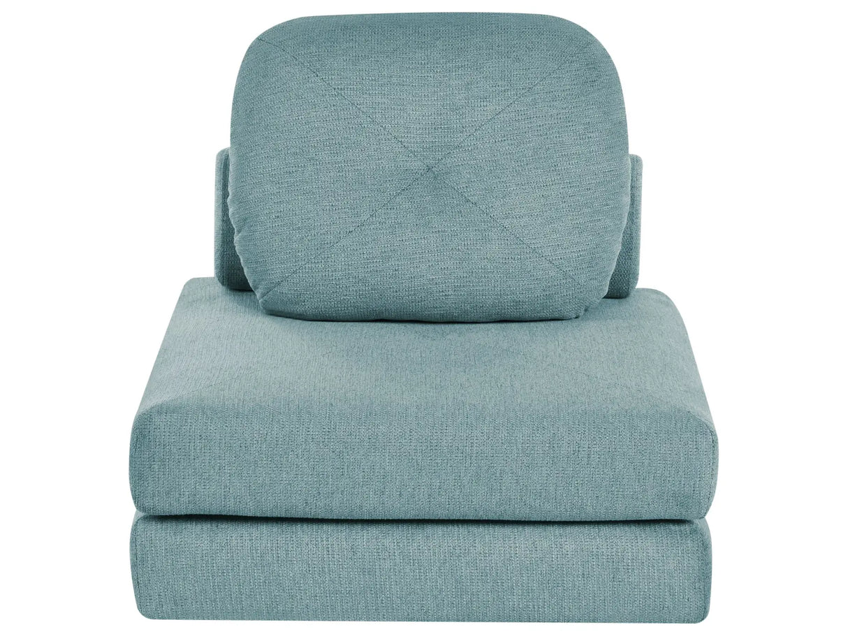 Sofa Pouffe Bed Mint Green Fabric Upholstery Single Sleeper Fold Out Chair Bed with Cushion Modern Design Beliani
