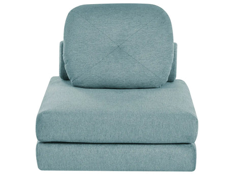 Sofa Pouffe Bed Mint Green Fabric Upholstery Single Sleeper Fold Out Chair Bed with Cushion Modern Design Beliani