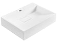 Hall Hung Wash Basin White Matt Finish Mineral Cast 500 x 380 mm Rectangular Bathroom Sink Beliani