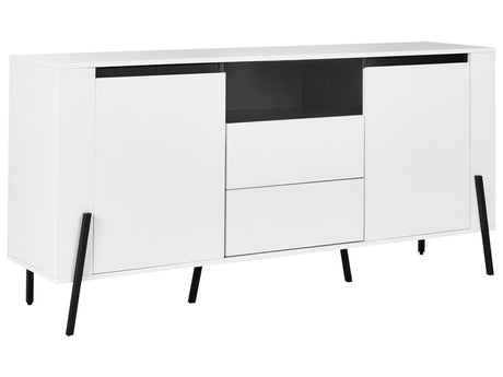Sideboard White Engineered Wood 3 Drawers Metal Legs Modern Design Beliani