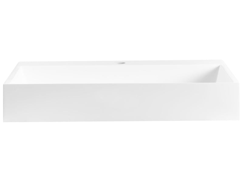 Hall Hung Wash Basin White Matt Finish Mineral Cast 600 x 380 mm Rectangular Bathroom Sink Beliani