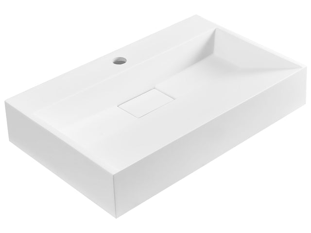 Hall Hung Wash Basin White Matt Finish Mineral Cast 600 x 380 mm Rectangular Bathroom Sink Beliani