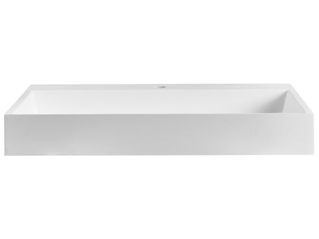 Hall Hung Wash Basin White Matt Finish Mineral Cast 800 x 460 mm Rectangular Bathroom Sink Beliani