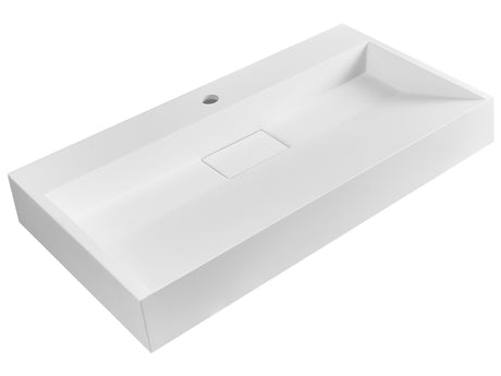 Hall Hung Wash Basin White Matt Finish Mineral Cast 800 x 460 mm Rectangular Bathroom Sink Beliani