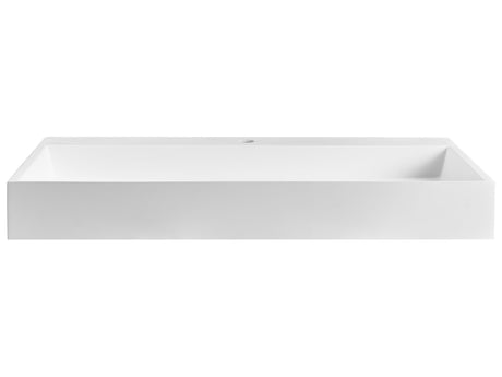 Hall Hung Wash Basin White Matt Finish Mineral Cast 900 x 460 mm Rectangular Bathroom Sink Beliani