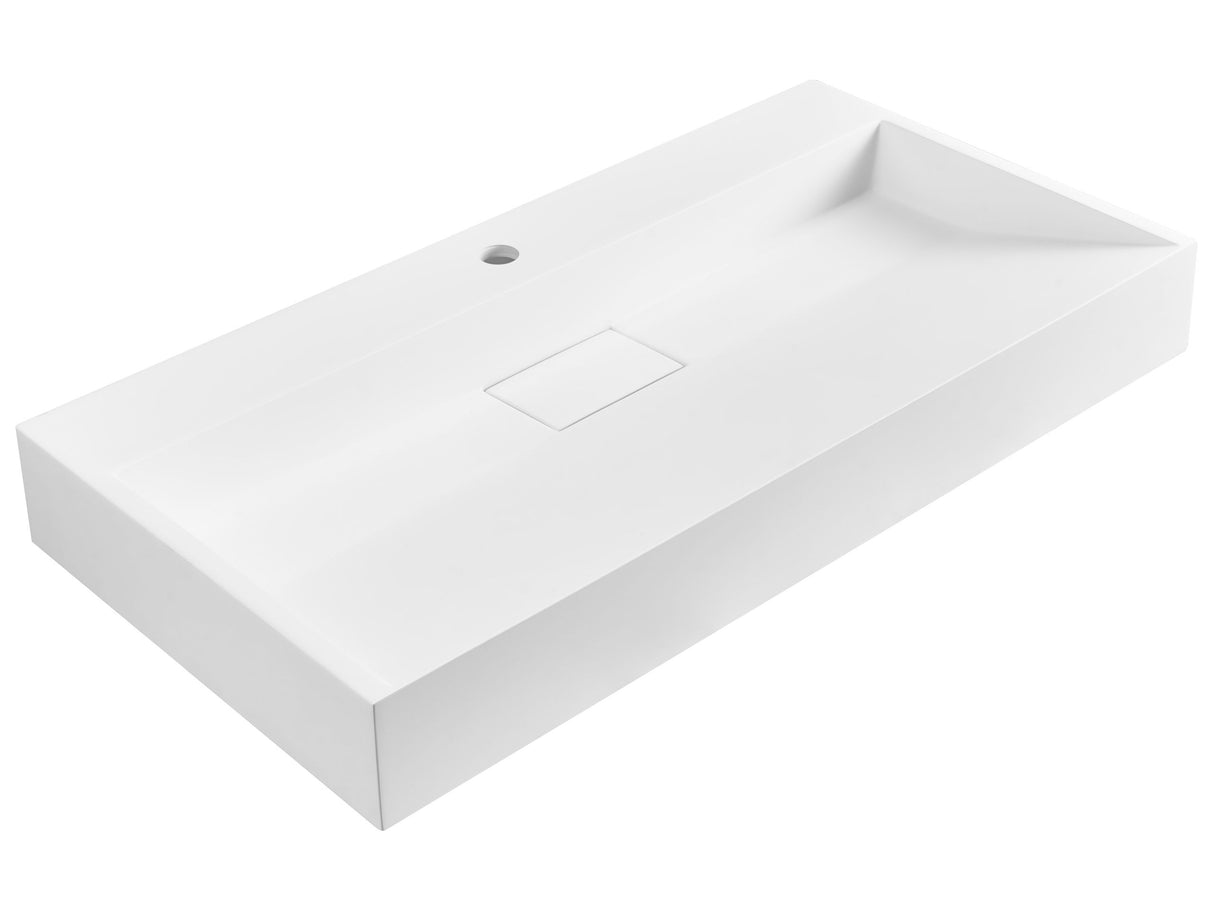 Hall Hung Wash Basin White Matt Finish Mineral Cast 900 x 460 mm Rectangular Bathroom Sink Beliani