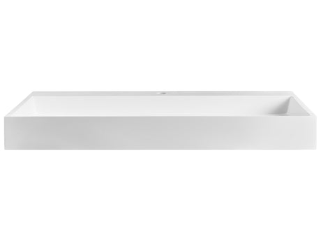 Hall Hung Wash Basin White Matt Finish Mineral Cast 1000 x 460 mm Rectangular Bathroom Sink Beliani