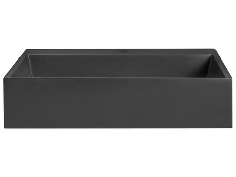 Hall Hung Wash Basin Black Matt Finish Mineral Cast 500 x 380 mm Rectangular Bathroom Sink Beliani