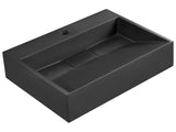 Hall Hung Wash Basin Black Matt Finish Mineral Cast 500 x 380 mm Rectangular Bathroom Sink Beliani