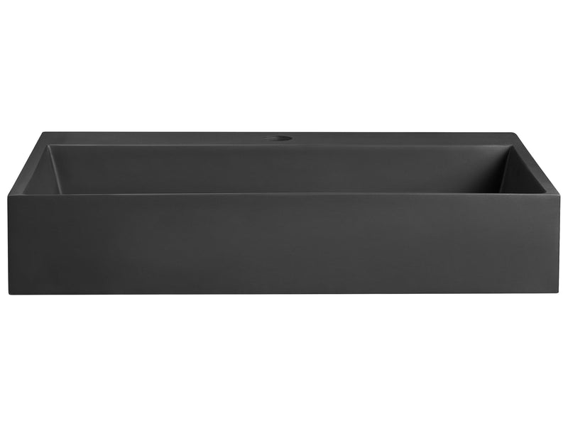 Hall Hung Wash Basin Black Matt Finish Mineral Cast 600 x 380 mm Rectangular Bathroom Sink Beliani