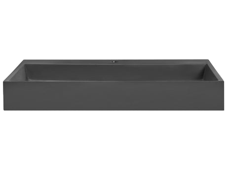 Hall Hung Wash Basin Black Matt Finish Mineral Cast 800 x 460 mm Rectangular Bathroom Sink Beliani