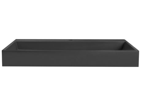 Hall Hung Wash Basin Black Matt Finish Mineral Cast 900 x 460 mm Rectangular Bathroom Sink Beliani