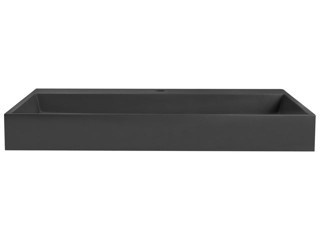 Hall Hung Wash Basin Black Matt Finish Mineral Cast 900 x 460 mm Rectangular Bathroom Sink Beliani