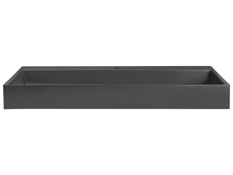 Hall Hung Wash Basin Black Matt Finish Mineral Cast 1000 x 460 mm Rectangular Bathroom Sink Beliani